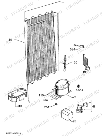 Взрыв-схема холодильника Ikea FORKYLD 70342175 - Схема узла Cooling system 017